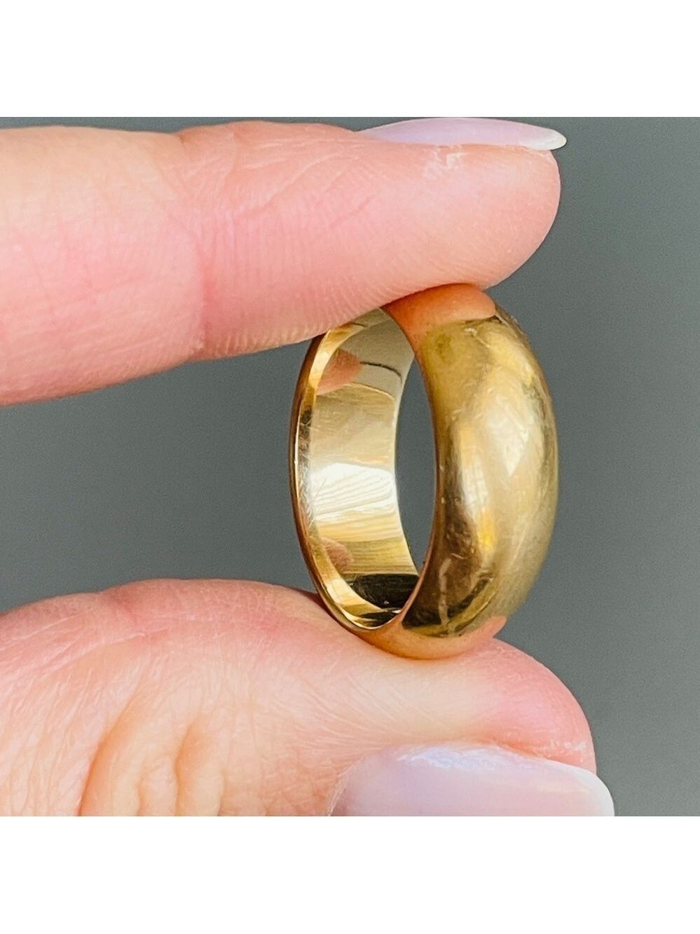 HEAVY SOLID 14K GOLD 8MM WIDE BAND STACKABLE RING - Picture 3 of 9